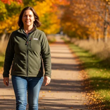 Woman walking on a walking trail in autumn
